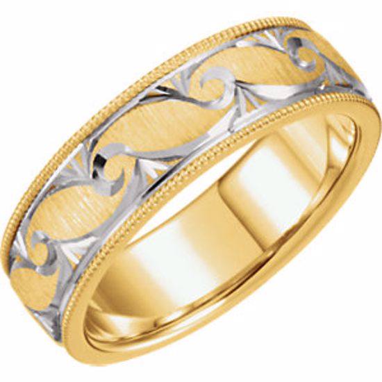50423:277496:P 14kt Yellow & White 6mm Comfort-Fit Band Size 10