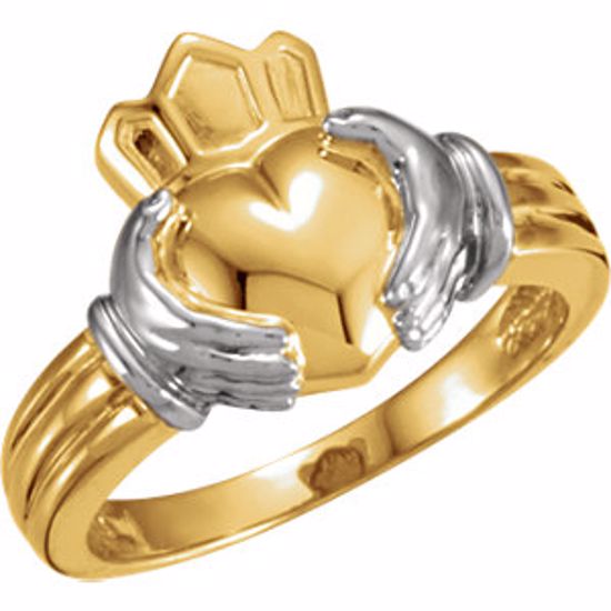 50349:278532:P 14kt Yellow & White Ladies Claddagh Ring
