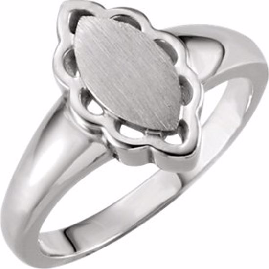 50464:296471:P 14kt White Ladies' Signet Ring