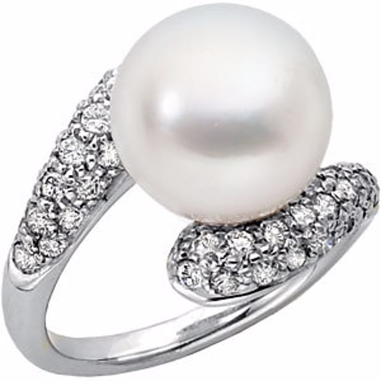 63841:304077:P 18kt Palladium White 1 CTW Diamond & South Sea Cultured Pearl Ring