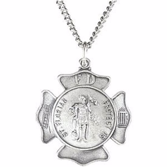 R16390:304400:P Sterling Silver 16.75mm St. Florian 18" Necklace