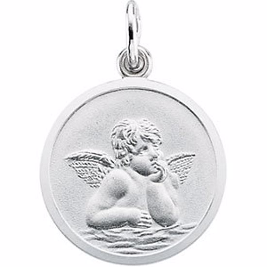 R16951:305391:P 14kt White 18mm Angel Medal