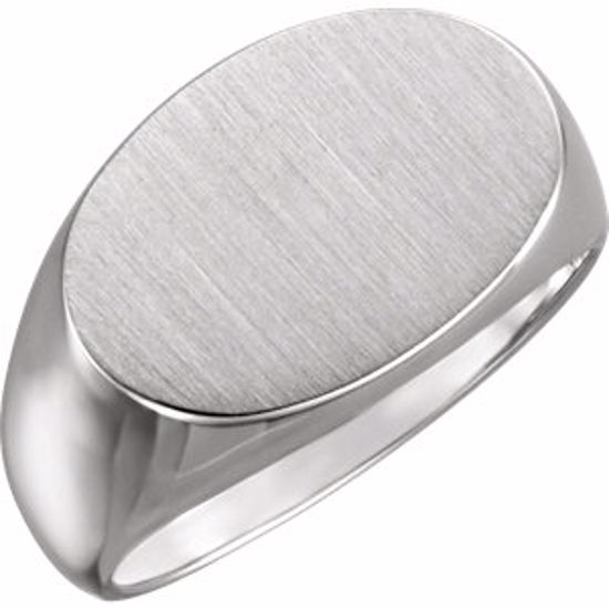 9121:8567:P 14kt White 12x18mm Oval Signet Ring