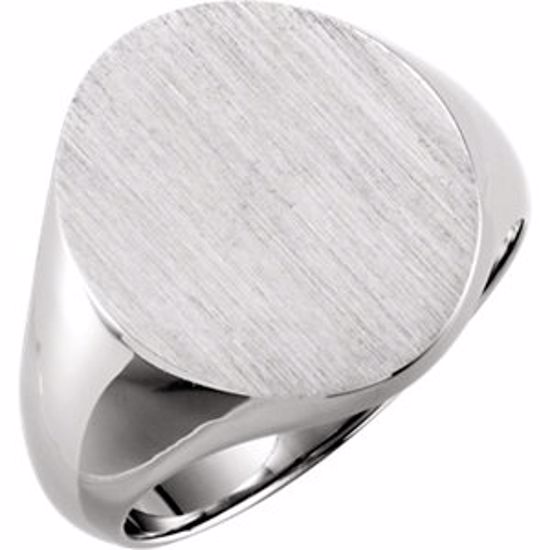 9320:10662:P 14kt White 18x16mm Solid Oval Men's Signet Ring