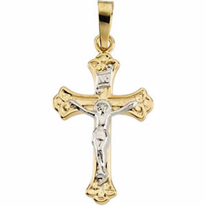 R4052:63170:P 14kt Yellow & White 19x13mm Crucifix Pendant