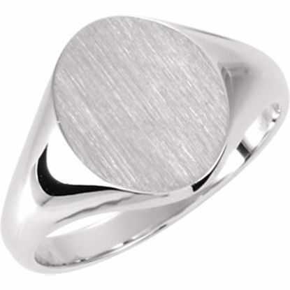 5543:64368:P 14kt White 11x9.5mm Oval Signet Ring