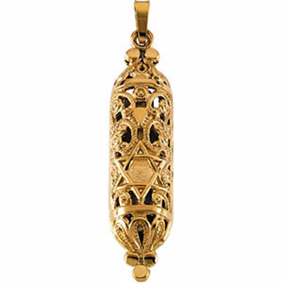 R5068:63278:P Hollow Mezuzah Pendant or Necklace