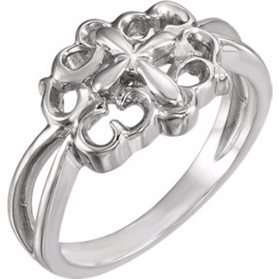 R7063:65571:P 14kt White Cross Ring