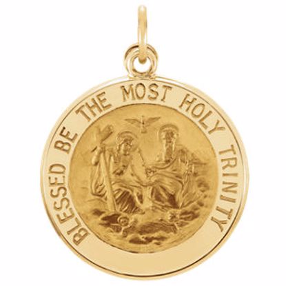 R16339:66807:P 14kt Yellow 18.25mm Round Holy Trinity Medal