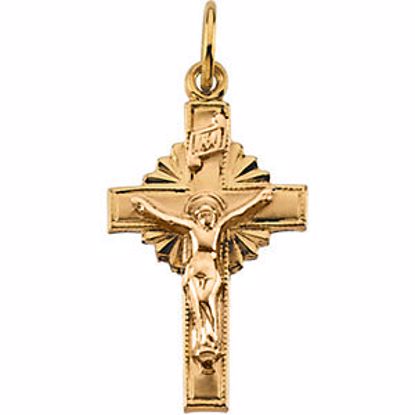 R4060:67323:P 14kt Yellow 15x10mm Hollow Crucifix Pendant