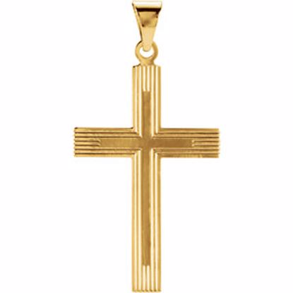R16162:67672:P 14kt Yellow 28x18mm Cross Pendant with Design