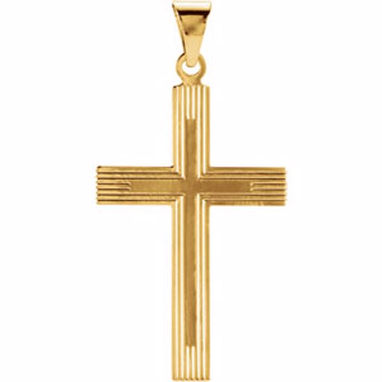 R16162:67672:P 14kt Yellow 28x18mm Cross Pendant with Design