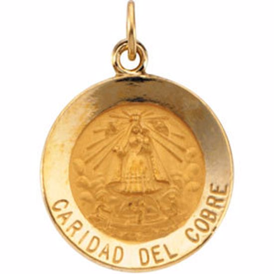 R16340:103815:P 14kt Yellow 15mm Round Caridad del Cobre Medal