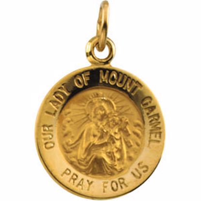 R5040:103861:P 14kt Yellow 12mm Our Lady of Mount Carmel Medal Pendant