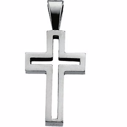 R16186:72613:P 14kt White 13.5x9.5mm Cross Pendant