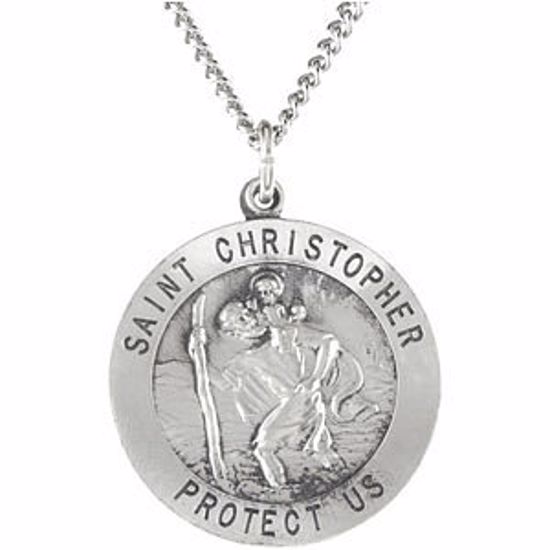 R5024:104211:P Sterling Silver 25mm St. Christopher Medal