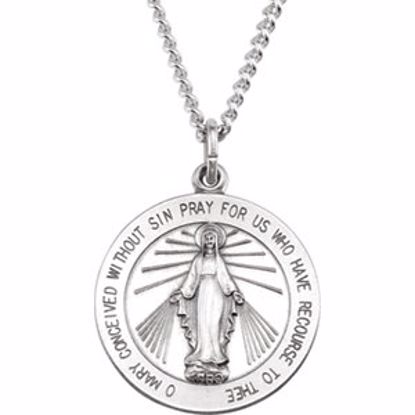 R5019:104204:P Sterling Silver 25mm Miraculous Medal with 24" Curb Chain