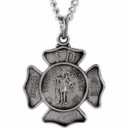 R16390:104198:P Sterling Silver 25.25mm St. Florian 24" Necklace