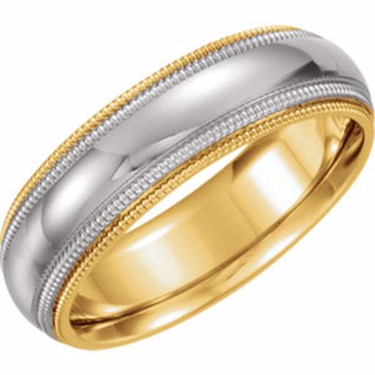 5696:104916:P 18kt Yellow & Platinum 5.5mm Comfort Fit Milgrain Band Size 8