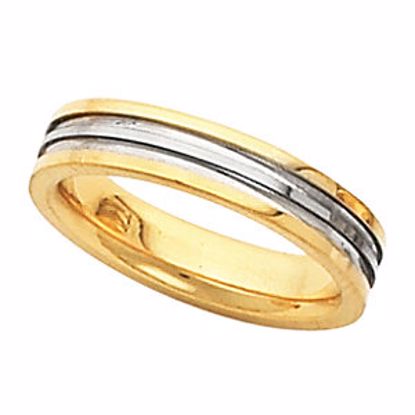 5697:127402:P 18kt Yellow & Platinum 4mm Comfort-Fit Grooved Band Size 9.5