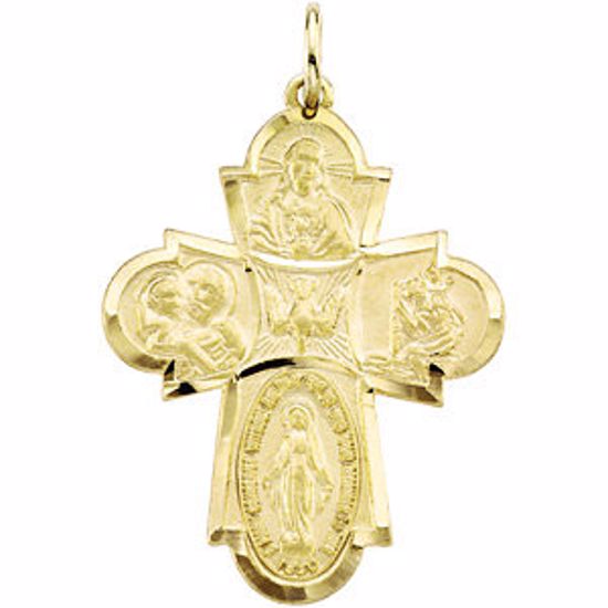 R16062:129731:P 14kt Yellow 29x23.5mm Four-Way Cross Medal