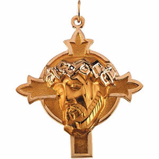 R16926:129546:P 14kt Yellow 37x35mm Face of Jesus Pendant