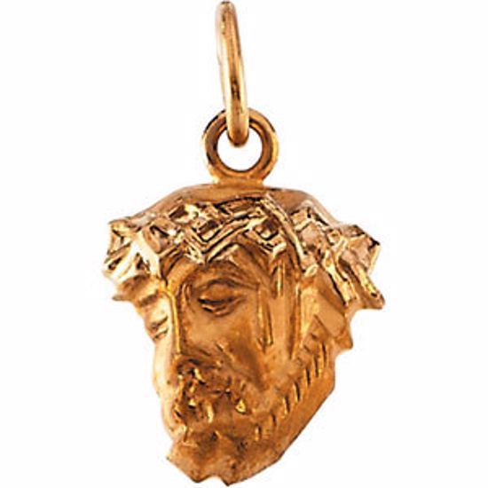 R16929:129553:P 14KY 13x10mm Face of Jesus Pendant