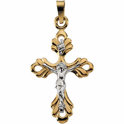 R16041:129491:P 14kt Yellow & White 24.25x16.75mm Crucifix Pendant