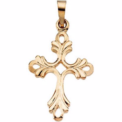 R16008:129360:P 14kt Yellow 19.5x15mm Design Cross Pendant