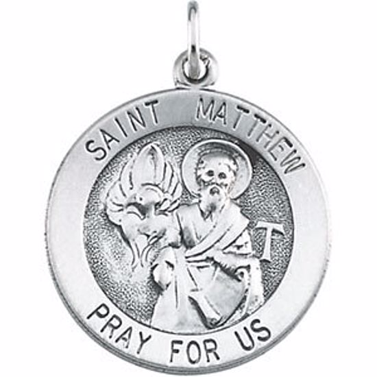 R16333:129632:P Sterling Silver 18mm Round St. Matthew Medal