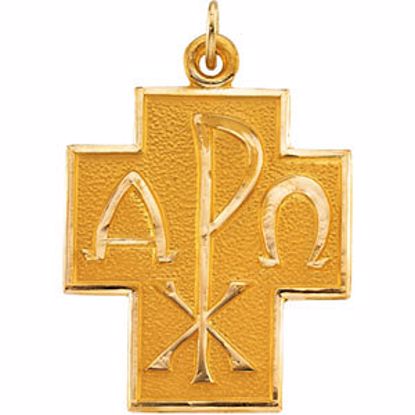 R16093:134019:P 14kt Yellow 24.5x22mm Alpha Omega Cross Pendant