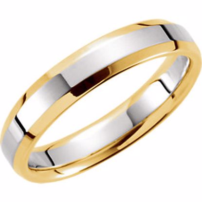 5980:141596:P 14kt Yellow & White 4mm Comfort-Fit Beveled Edge Band Size 9