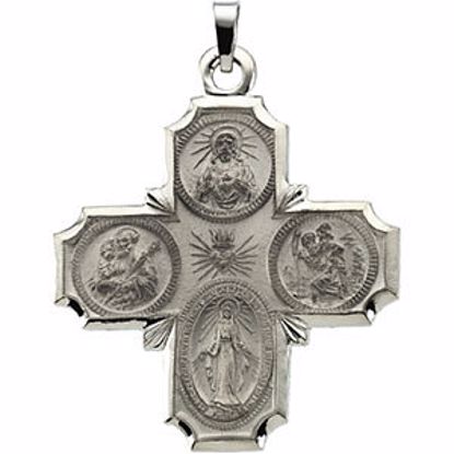 R5036:144027:P 14kt White 30x29mm Four-Way Cross Medal 