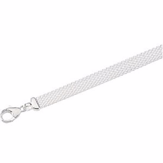 CH270:139516:P Sterling Silver Solid Flat Mesh 7" Bracelet