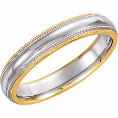 5954:141605:P 14kt White & Yellow 4mm Double Milgrain Band Size 6