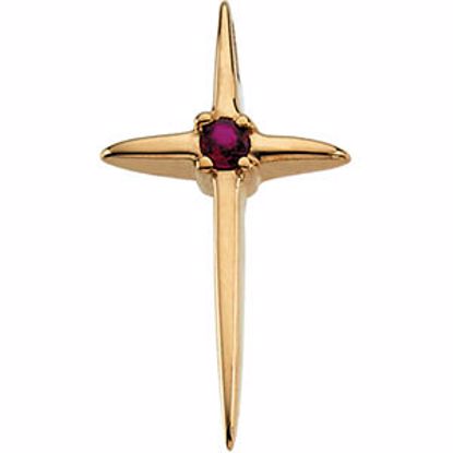 R16185R:163756:P 14kt Yellow 7.75x10mm Ruby Cross Pendant 