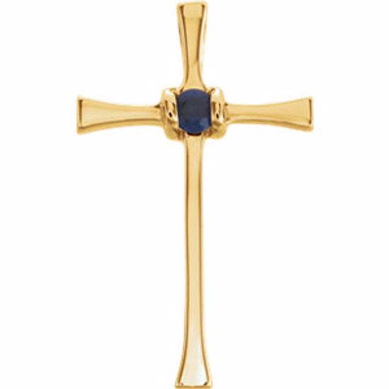 R80069S:163759:P 14kt Yellow Sapphire Cross Pendant