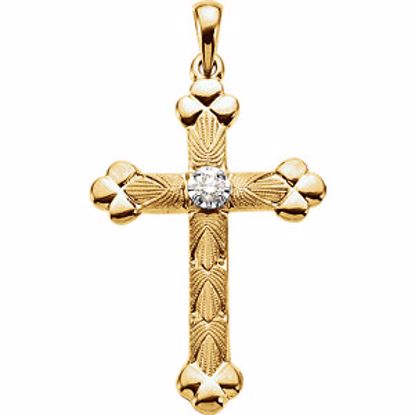 R41070:163702:P 14kt Yellow 1/10 CTW Diamond Cross Pendant