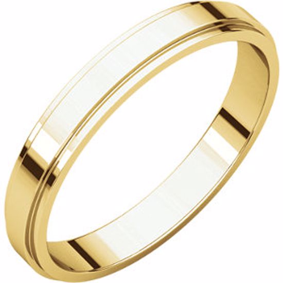 FE11:164422:P 10kt Yellow 3mm Flat Edge Band