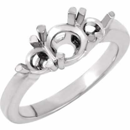 12649:183025:P 6.5mm Round Center 3-Stone Engagement Ring Mounting