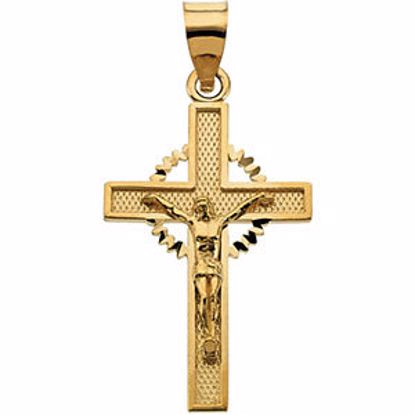 R41100:214064:P 14kt Yellow 24.5x15.5mm Crucifix Pendant 