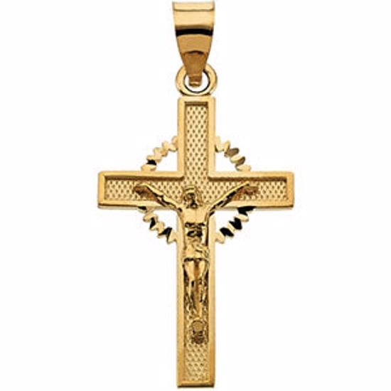 R41100:214064:P 14kt Yellow 24.5x15.5mm Crucifix Pendant 