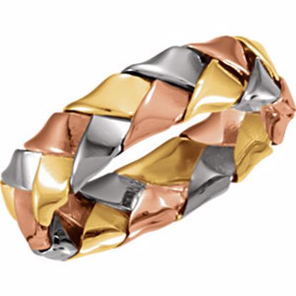 50122:216761:P 14kt Tri-Color 5.5mm Hand Woven Band Size 6.5