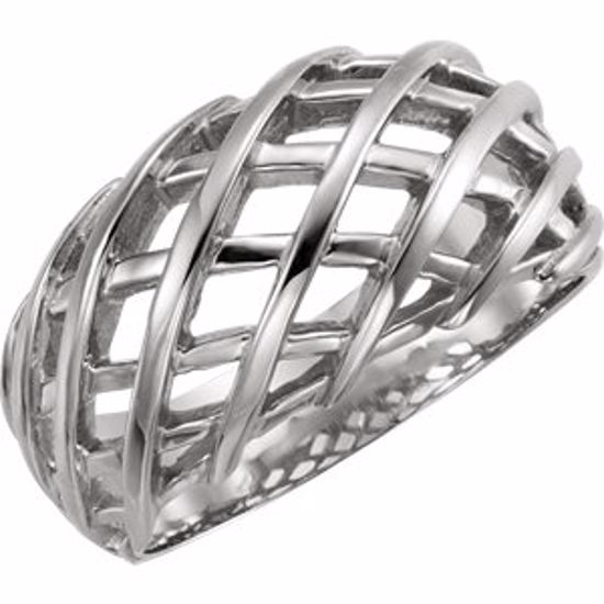 5445:226659:P Platinum 11mm Latticework Dome Ring