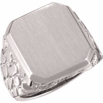 9244:228752:P Platinum 18x16mm Men's Nugget Signet Ring
