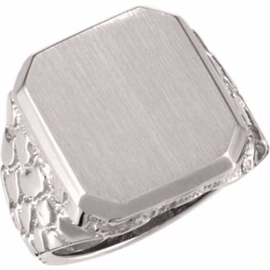 9244:228752:P Platinum 18x16mm Men's Nugget Signet Ring