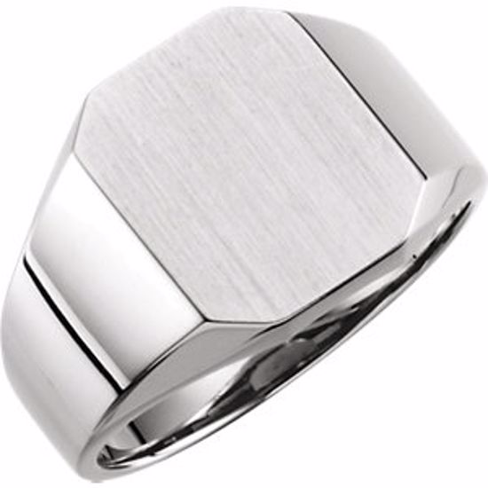 9128:228711:P Platinum 14x12mm Men's Signet Ring