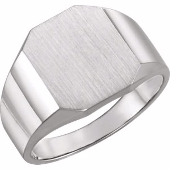 9599:228851:P Platinum 14x12mm Octagon Men's Signet Ring