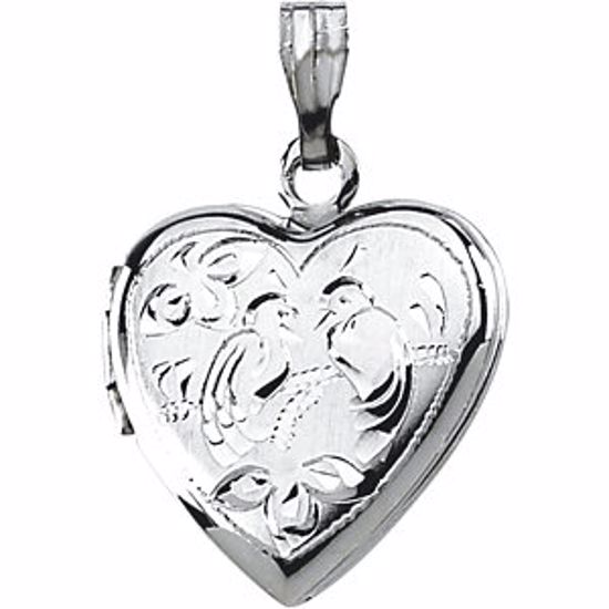 21837:240995:P Sterling Silver Love Birds Heart Shape Locket