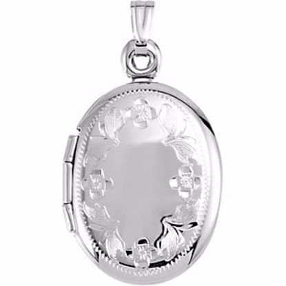 21828:240986:P 14kt White Oval Shaped Locket